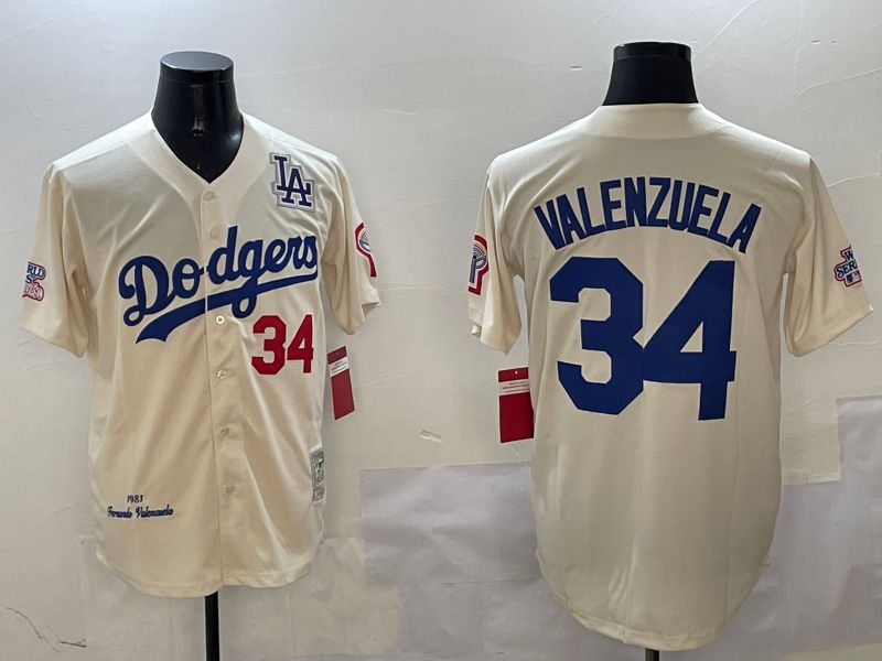 Men Los Angeles Dodgers #34 Valenzuela Cream Throwback Game 2025 Nike MLB Jersey style 3133->los angeles dodgers->MLB Jersey